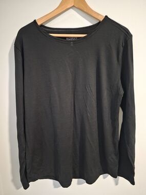 Segments 100% Merino Wool Long Sleeve Top Black XL Lightweight Crew Neck